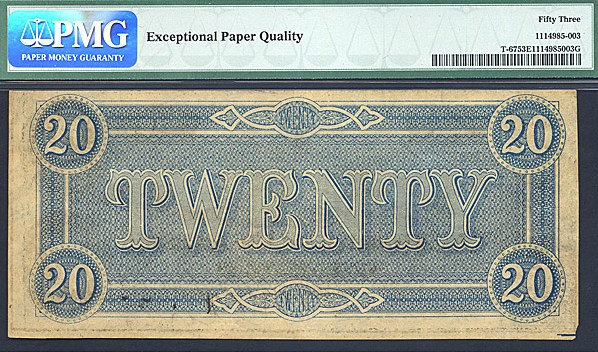 image for: Fr.T67 1864 $20 CSA PMG AU53 EPQ  [18214]