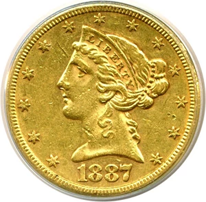 image for: 1887-S $5 ANACS AU53
