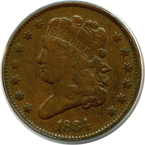 image for: 1834 1/2c ANACS VF20 BN