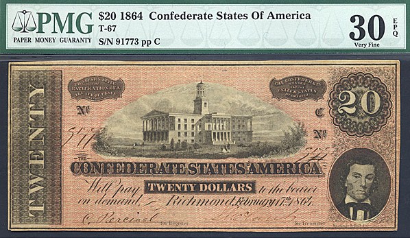 image for: Fr.T67 1864 $20 CSA PMG VF30 EPQ [91773]