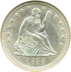 image for: 1858 25c NGC MS64
