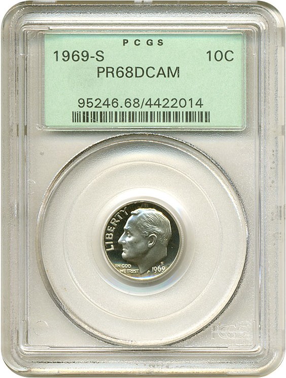 image for: 1969-S 10c  PCGS Proof 68 DCameo OGH