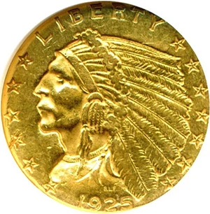 image for: 1925-D $2 1/2 ANACS AU55 Details (Cleaned)