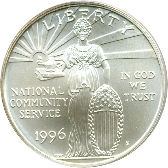 image for: 1996-S $1 National Community Service PCGS MS69 