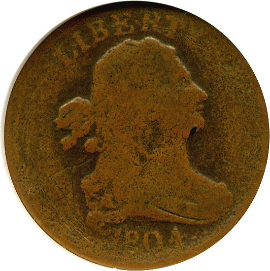 image for: 1804 1/2c Plain 4-No Stems ANACS Good-4 Details (Scratched)