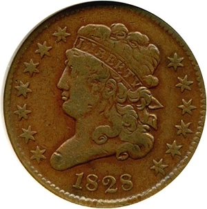 image for: 1828 1/2c 13 Stars ANACS VF30 Details (Cleaned)