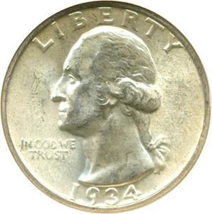 image for: 1934 25c Lt. Motto NGC MS65
