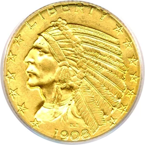 image for: 1908 $5 Indian PCGS AU58