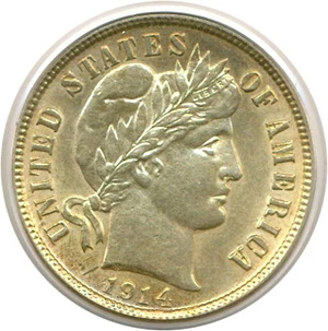 image for: 1914-D 10c PCGS AU58