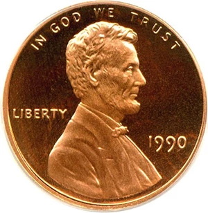 image for: 1990 1c No S PCGS Proof 68 RD DCameo *Error*