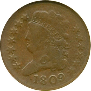 image for: 1809 1/2c ANACS F12 (C-3)