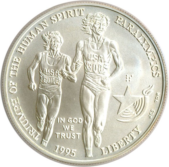 image for: 1995-D $1 Paralympics Blind Runner PCGS MS69 