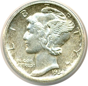 image for: 1934-D/D 10c ANACS AU50 (RPM-2)
