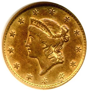 image for: 1851 G$1 ANACS XF45 Details (Cleaned)