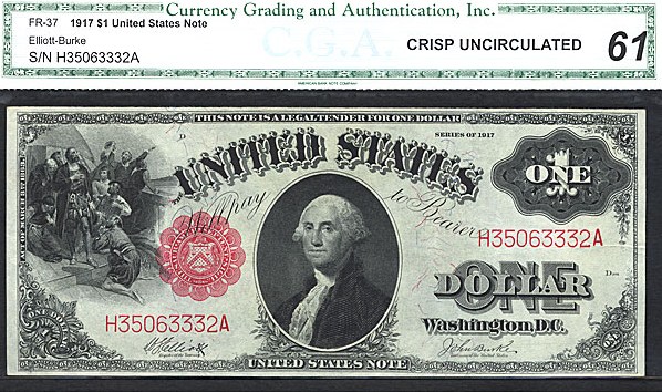 image for: Fr.37 1917 $1 Sawhorse CGA CU61  [H35063332A]