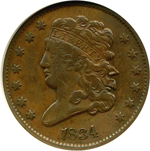image for: 1834 1/2c ANACS VF20 Details (Cleaned)