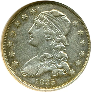 image for: 1835 25c ANACS XF40 Details (Cleaned)