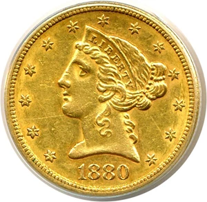 image for: 1880-S $5 ANACS AU53