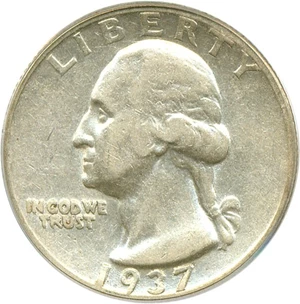 image for: 1937 25c Doubled Die Obverse PCGS XF45