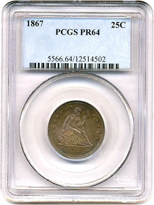image for: 1867 25c PCGS Proof 64