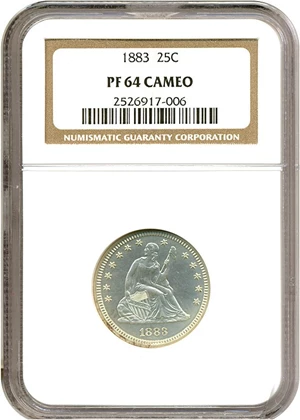 image for: 1883 25c NGC Proof 64 Cameo