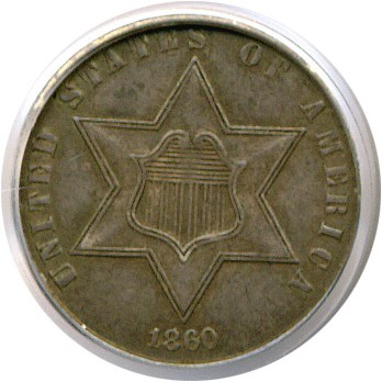 image for: 1860 3cS  PCGS MS62