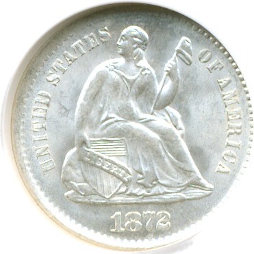 image for: 1872-S H10c Mintmark Below NGC MS66