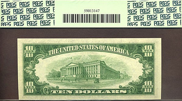 image for: 1950A $10 Dark Green Seal PCGS Choice CU63 PPQ [A98576775A] (Fr.2011A)