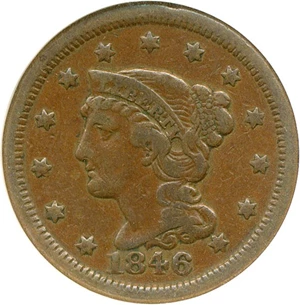 image for: 1846 1c Small Date NGC VF20 BN
