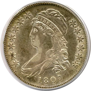 image for: 1807 50c Capped Bust (Large Stars, 50/20) PCGS AU50 ex: Meyer Collection