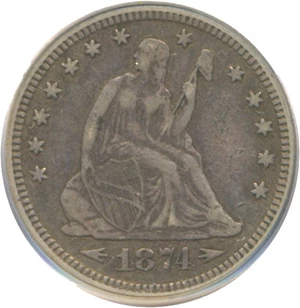 image for: 1874 25c Arrows PCGS XF40
