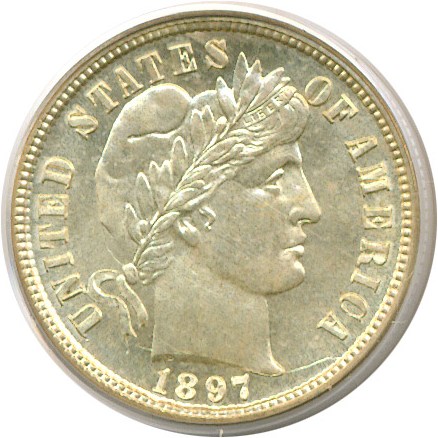 image for: 1897-S 10c  PCGS/CAC MS65
