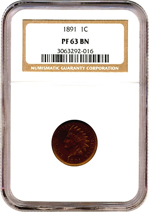 image for: 1891 1c  NGC Proof 63 BN