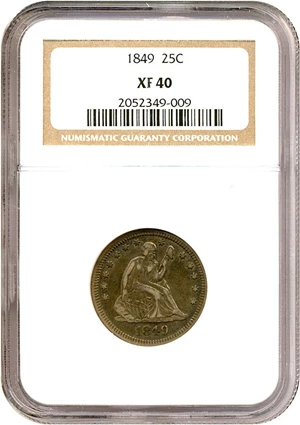 image for: 1849 25c NGC XF40
