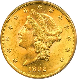 image for: 1892-S $20 PCGS MS63