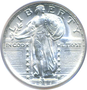 image for: 1917 25c Ty.2 PCGS/CAC MS64