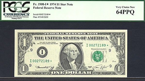 image for: Fr.1908I 1974 $1  PCGS Choice CU64  [I00272189] *Star* 