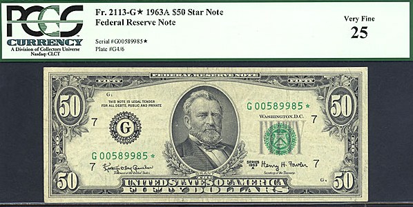 image for: Fr.2113G 1963A $50  PCGS VF25  [G00589985] *Star*