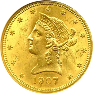 image for: 1907 $10 Liberty DGS MS62