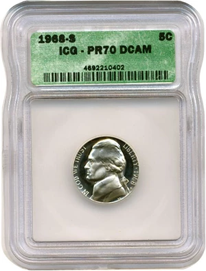 image for: 1968-S 5c ICG Proof 70 DCameo