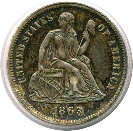image for: 1863 10c  PCGS Proof 63