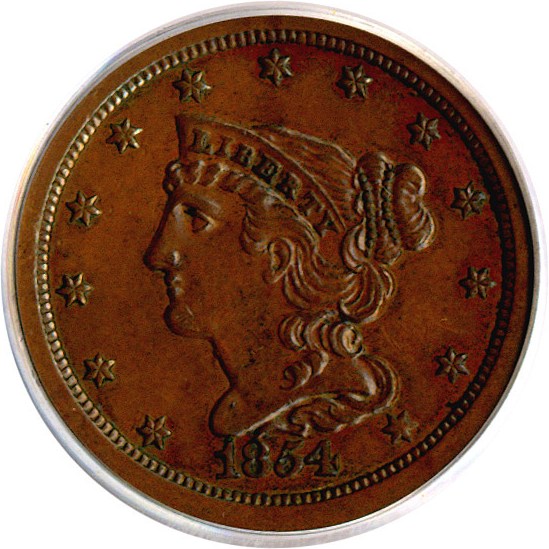 image for: 1854 1/2c  PCGS AU55