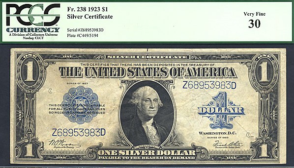 image for: Fr.238 1923 $1  PCGS VF30  [Z68953983D]