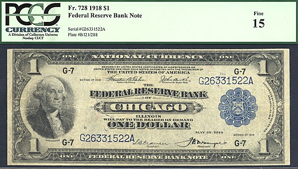 image for: Fr.728 1918 $1  PCGS F15  [G26331522A]