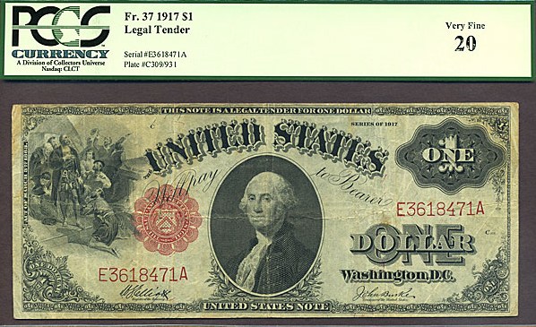 image for: Fr.37 1917 $1 Sawhorse PCGS VF20  [e3618471]