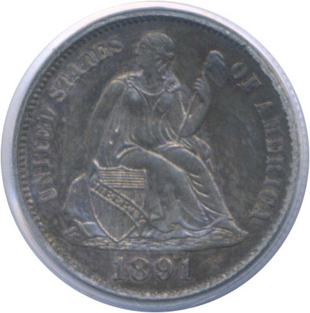 image for: 1891 10c  PCGS Proof 64