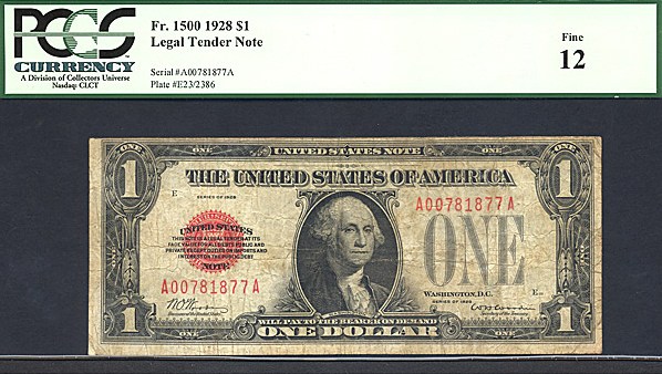 image for: Fr.1500 1928 $1  PCGS F12  [A00781877A]