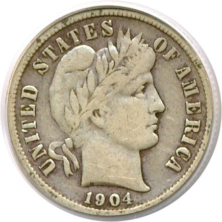image for: 1904-S 10c  PCGS VF25
