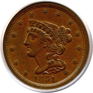 image for: 1851 1/2c PCGS AU50