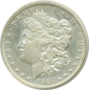 image for: Top 100 VAM: 1886-O $1 VAM 1A Clashed E ANACS AU50 Details (Whizzed)